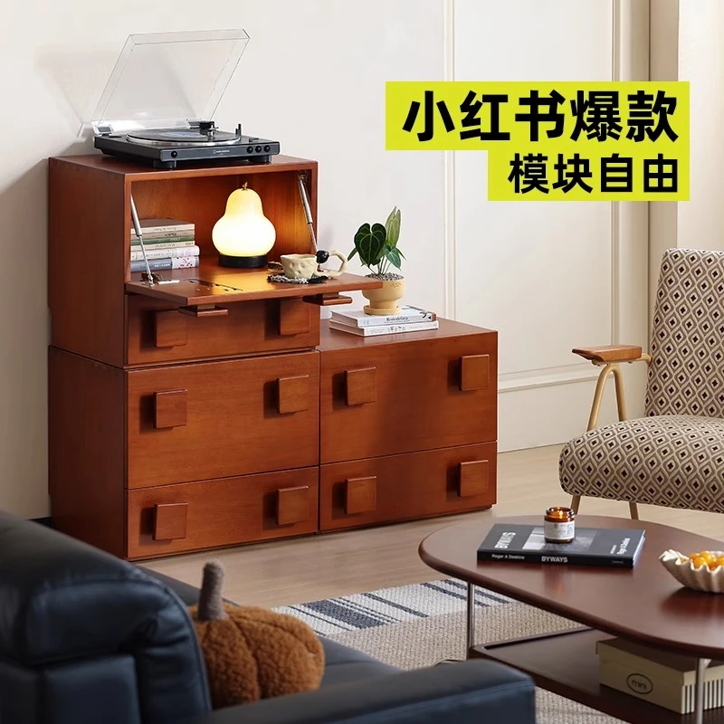 小万家具北欧模块组合柜卡门柜复古客厅收纳客厅实木多功能斗柜