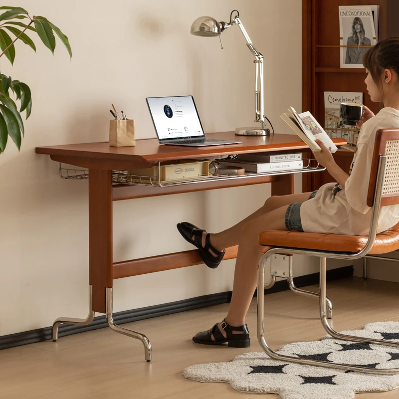 小万家具实木中古书桌复古小户型学习家用学生电脑桌办公桌