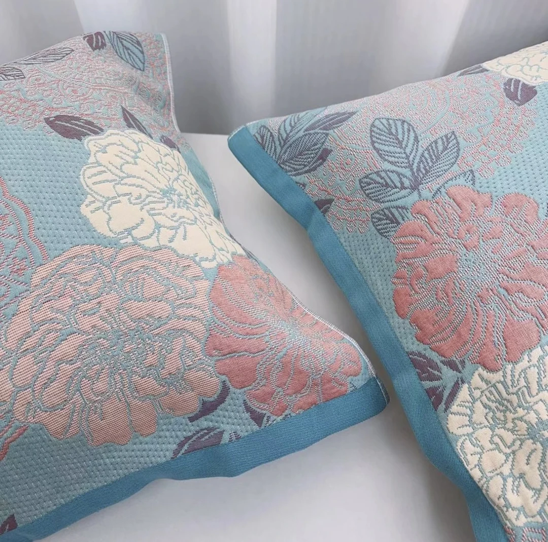 【绣球牡丹枕巾】50*80纯棉多层吸汗透气