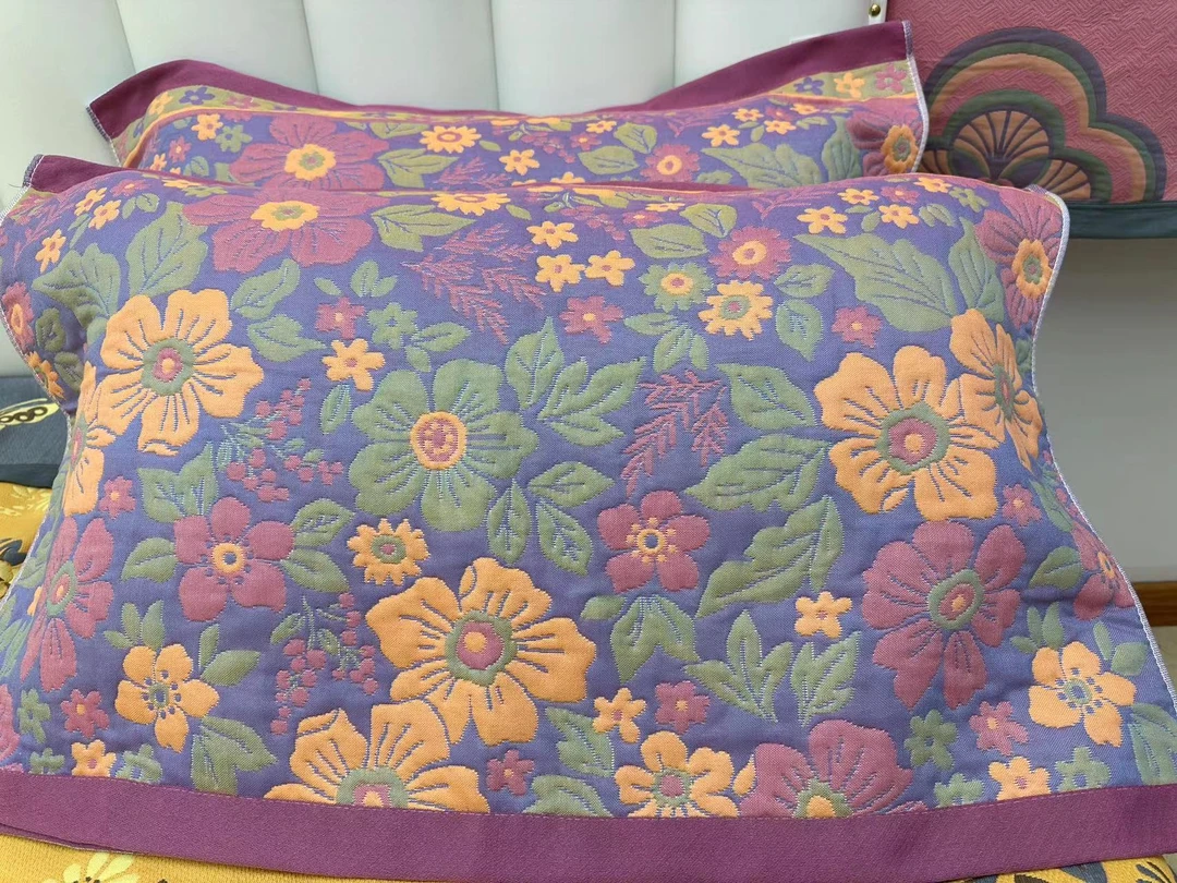 【彩色花朵 枕巾】52*78纯棉纱布吸汗透气加大枕头枕巾柔软加厚