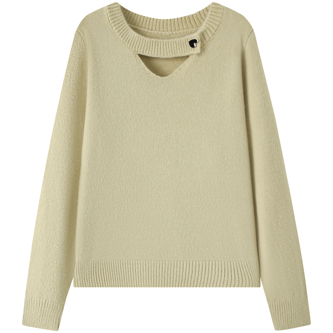 【大易专属】22755法式长袖套头毛衣设计感小众镂空针织衫上衣