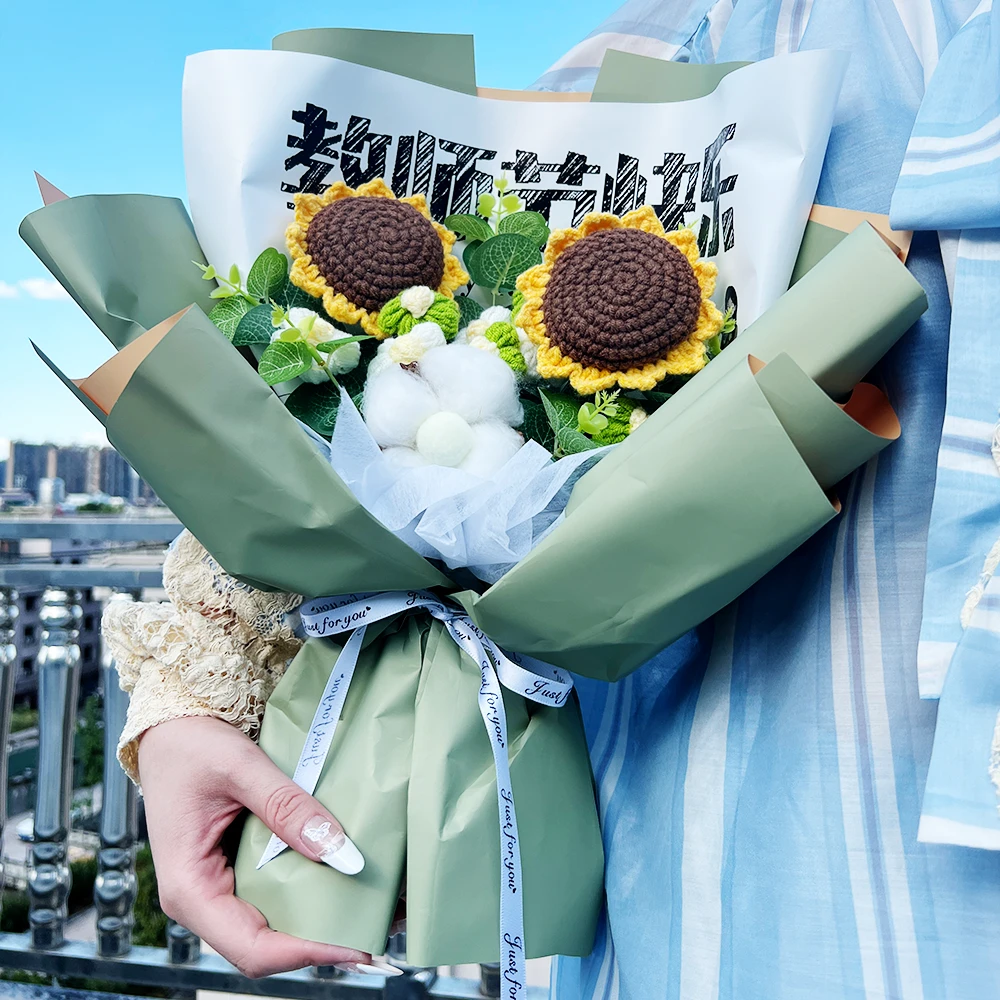 大款【教师节】礼物实用送老师创意摆件手工编织针织花束2024新款