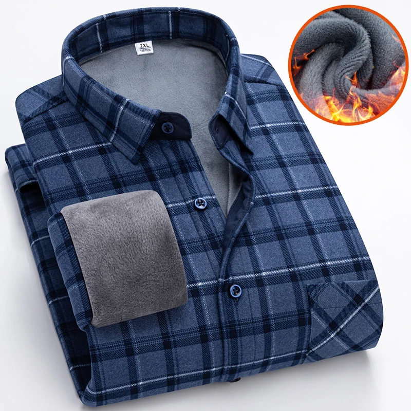 【小扬哥专属】冬季新款保暖衬衫商务男士加厚中老年长袖宽松休闲