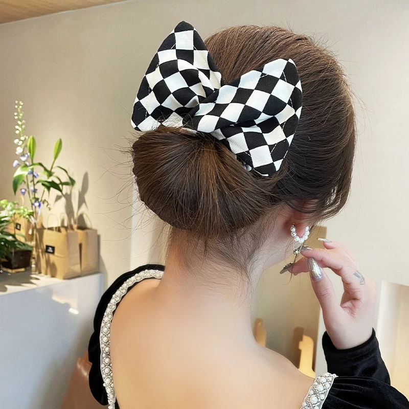 韩式懒人丸子头扭扭夹盘发器2023新款发插蝴蝶结头饰发带挽发神器