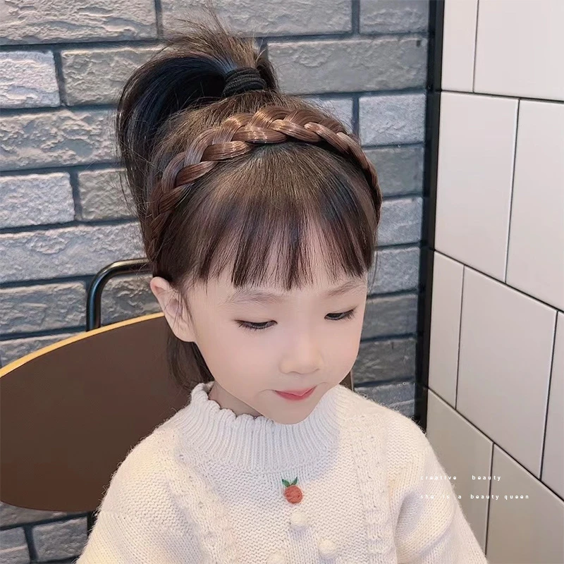 秋冬麻花辫假发发箍女童鱼骨编发头箍辫子发卡高颅顶压发防滑发饰