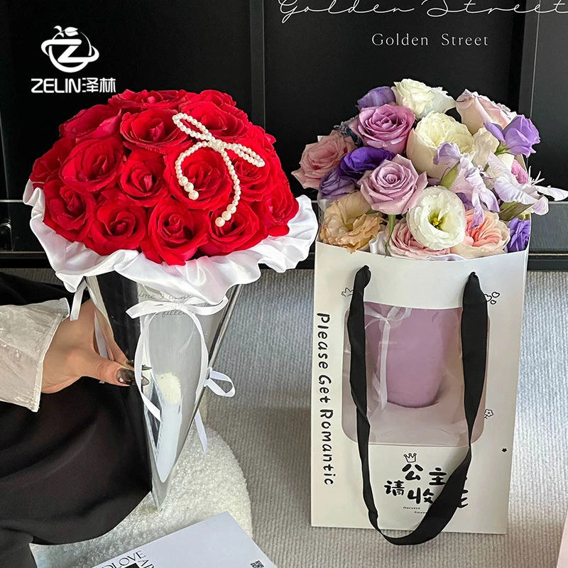 泽林冰淇淋甜筒花束镜面鲜花包装纸水果包花纸花艺花店材料资材