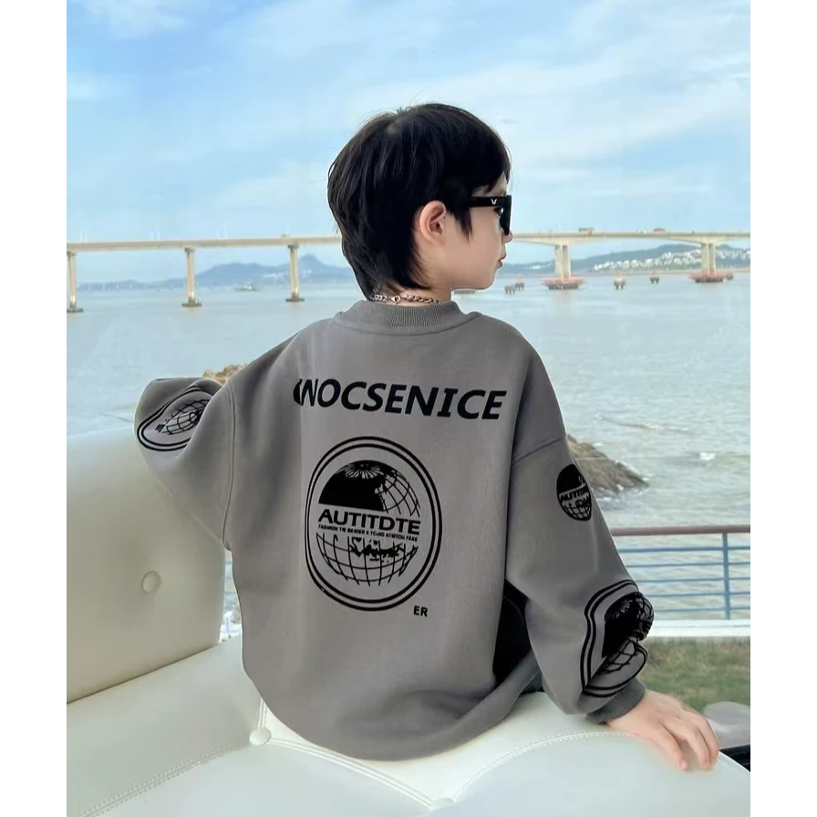 男童卫衣春秋萌娃冬款炸街圆领套头衫韩版儿童洋气长袖秋装上衣潮