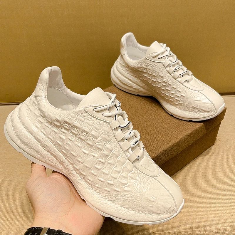 厚底纯色圆头休闲皮鞋鞋子夏季男士休闲鞋潮流潮鞋单鞋时尚真皮