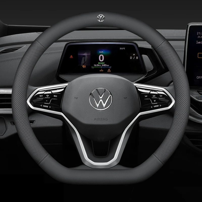 【1号】大众吸汗方向盘套专车专用汽车把套四季通用圆型D型真皮超薄