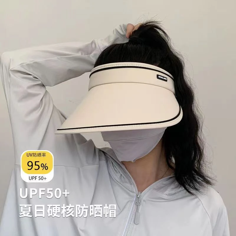防晒帽女款防紫外线遮阳帽遮脸太阳帽子大帽檐骑电动车洋气空顶帽