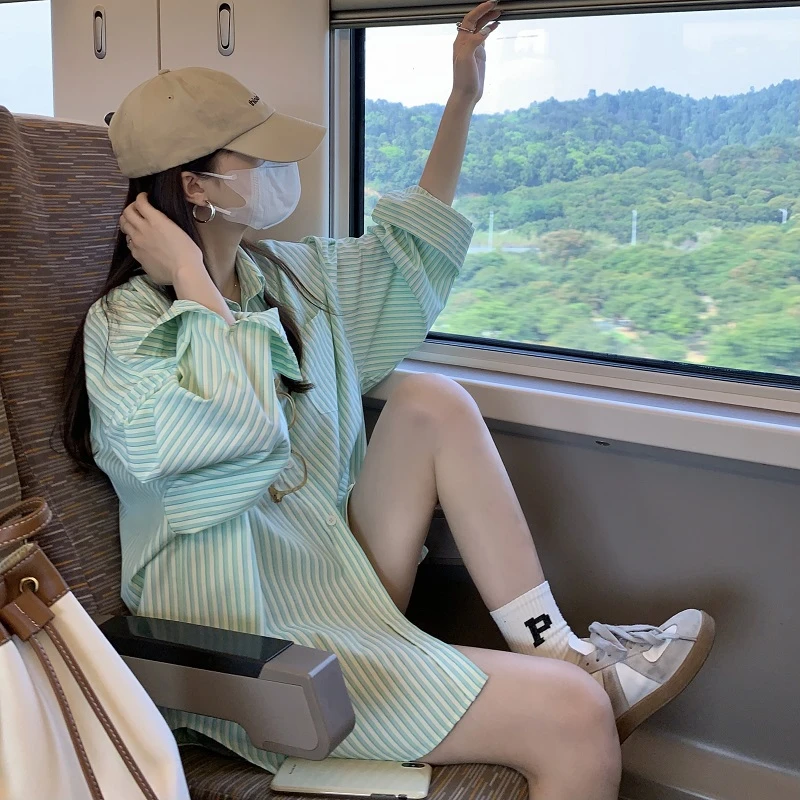 长款气质洋气衬衣轻奢2024百搭衬衫高端爆款新款遮臀港风遮屁股
