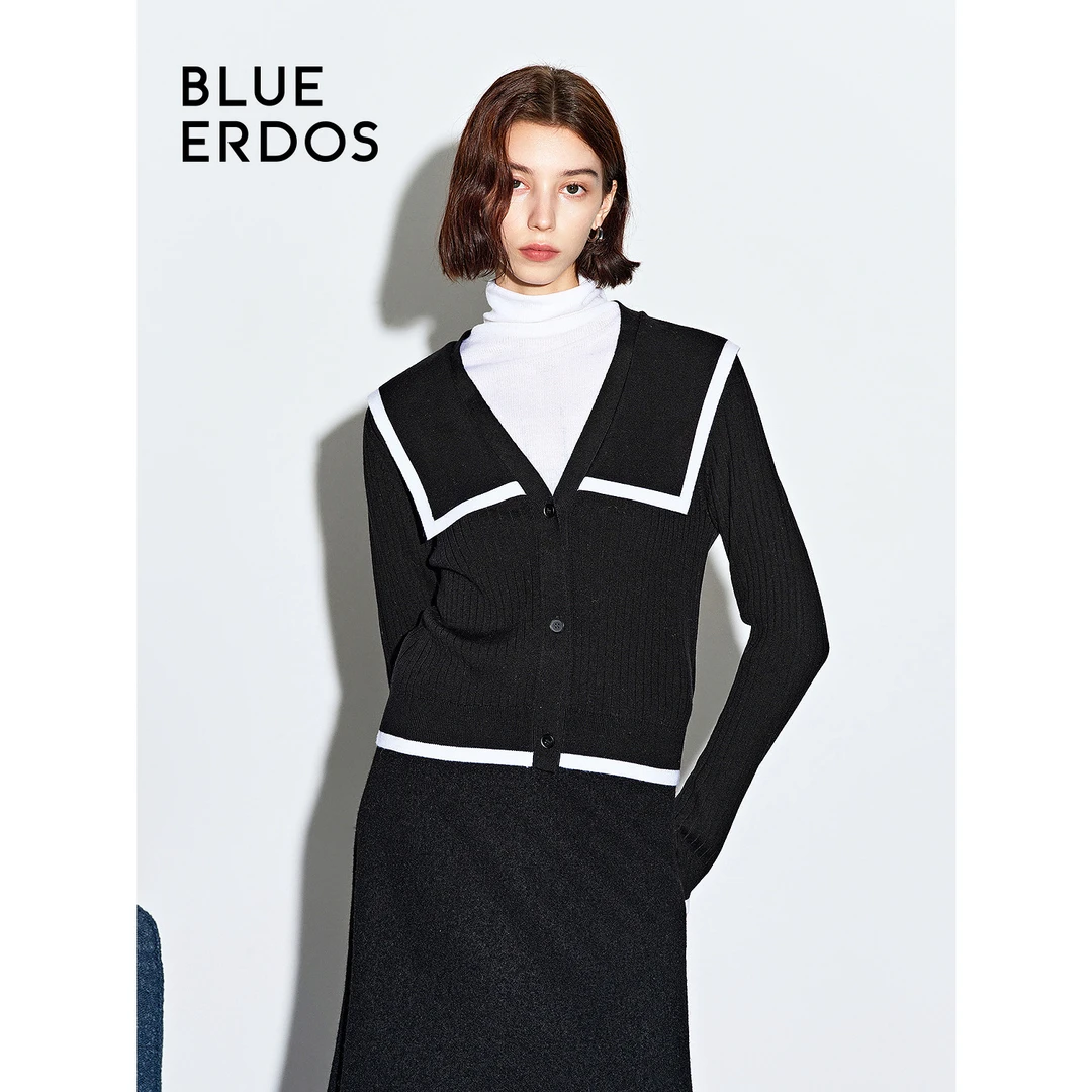 【BLUE ERDOS】海军领翻领女长袖开衫&伞形裙B246D1701/B255M0719