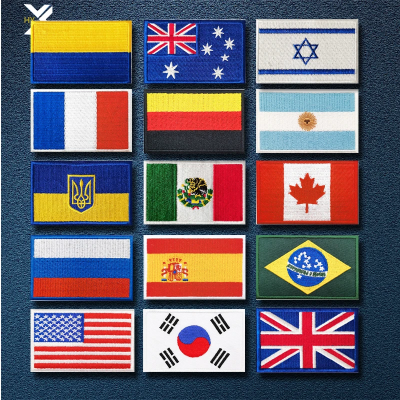 世界各国国旗刺绣魔术贴章军迷臂章户外背包贴美英法韩德国俄国澳