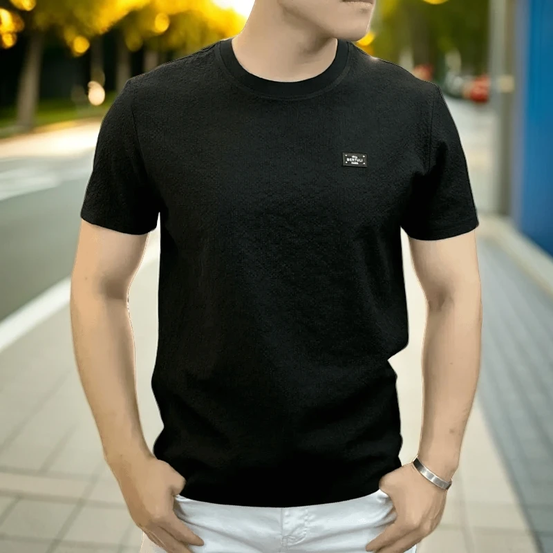 【专柜正品】2024泡泡纱冰丝肌理感短袖薄款透气速干舒适圆领半袖