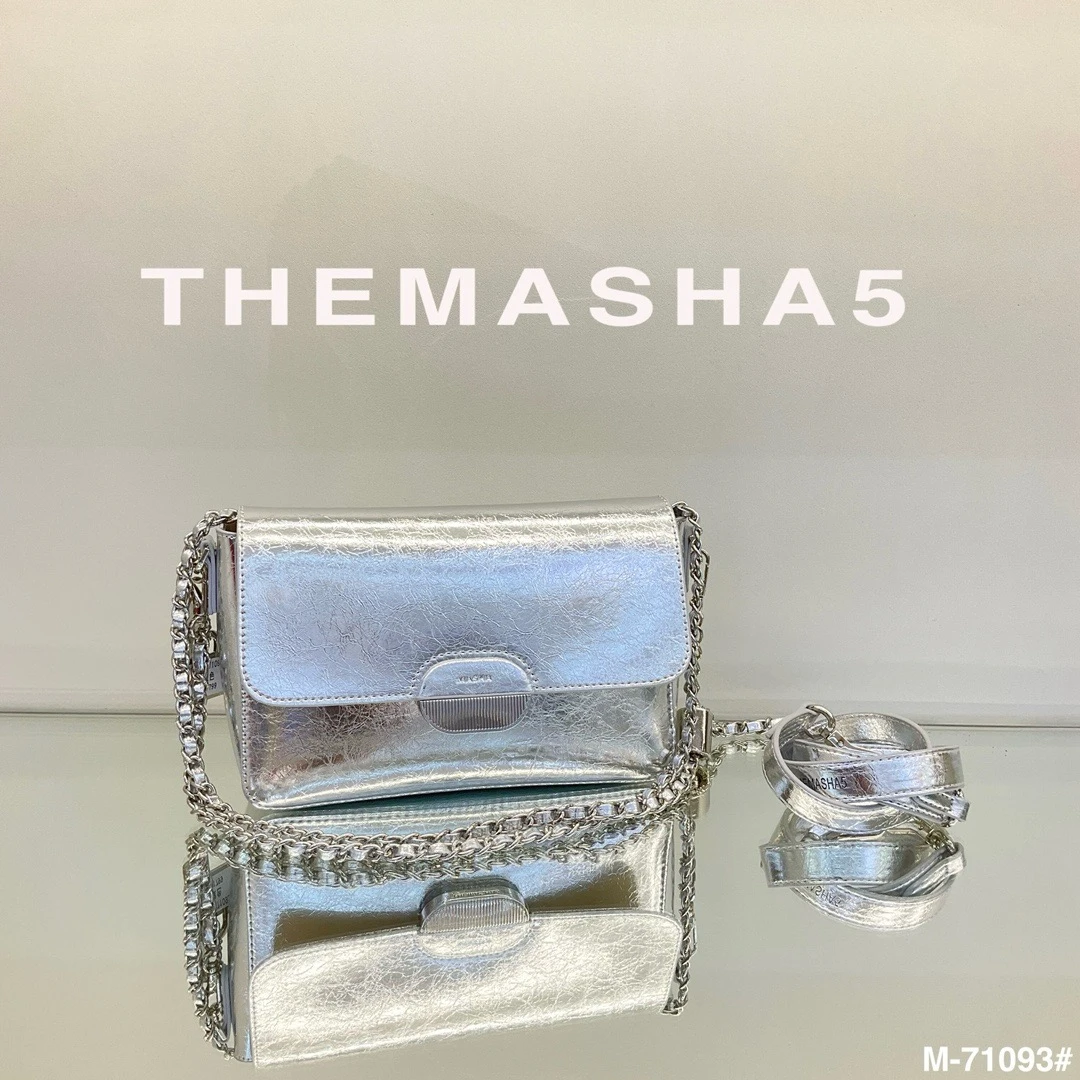 【玛莎】轻奢时尚潮流银色单肩小众女包