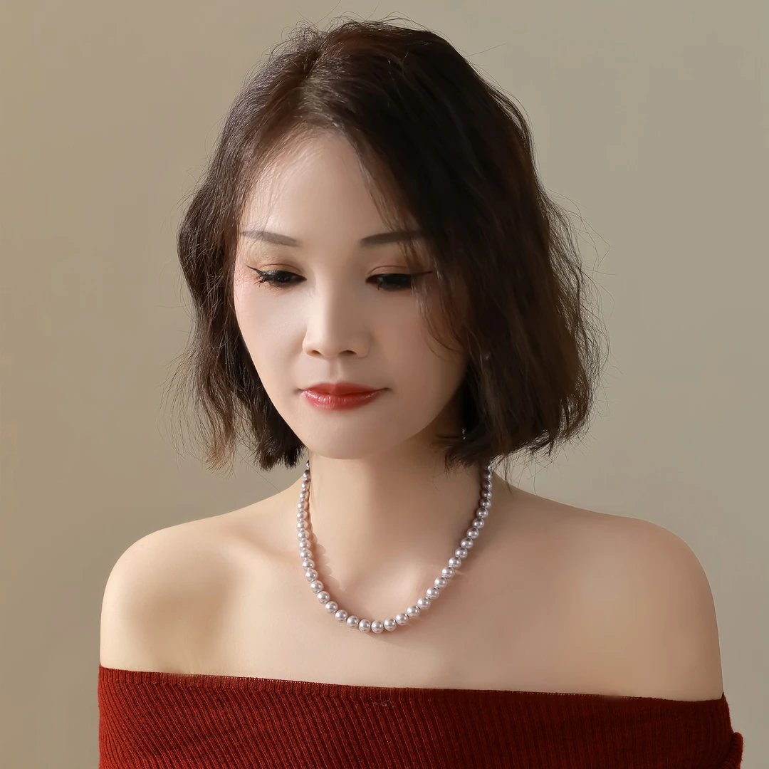 钛钢仿珍珠项链 天然海贝珠珠项链妈妈气质白色优雅经典（不含礼盒