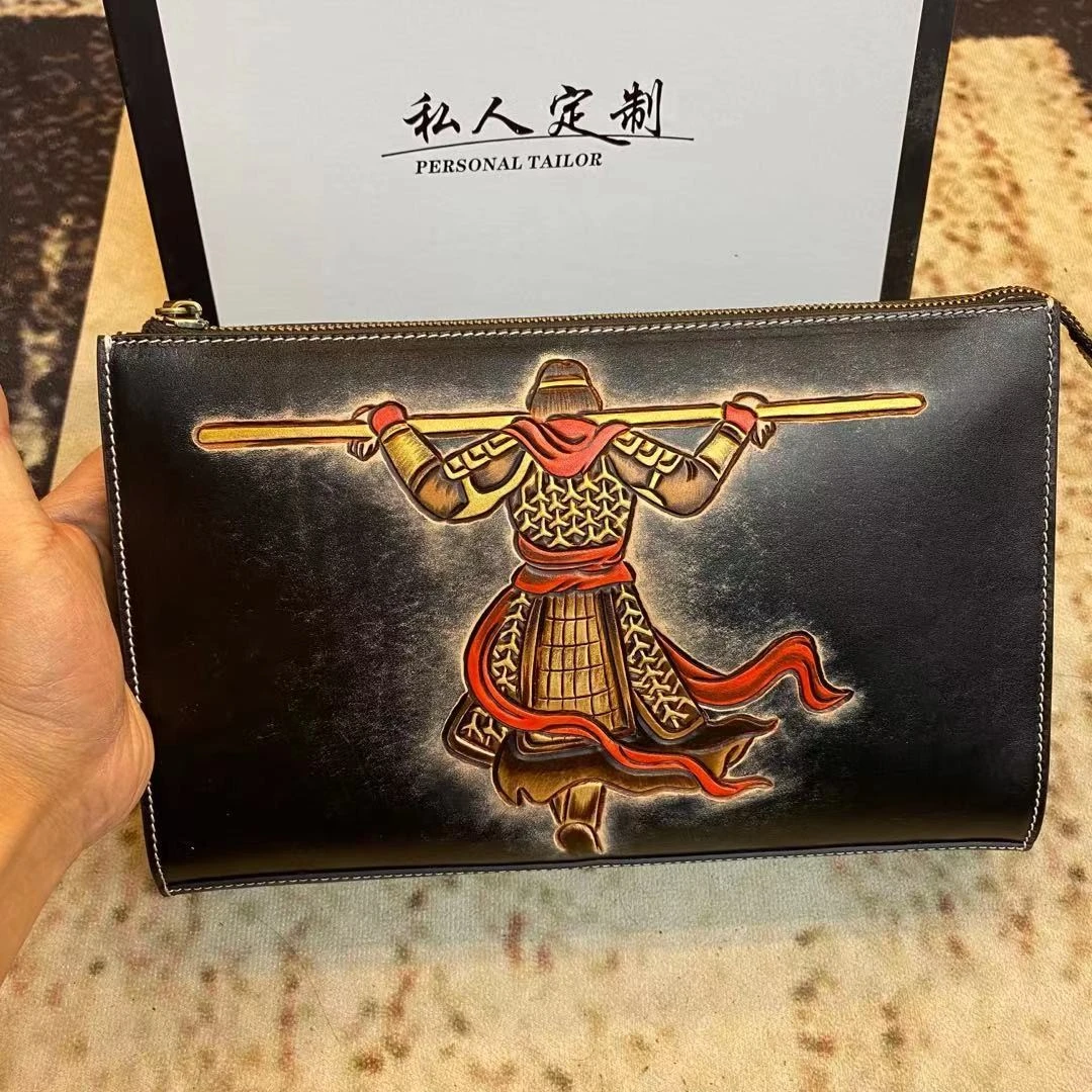 复古牛皮浮雕悟空洗簌包（尺寸长29高19）5400-132456