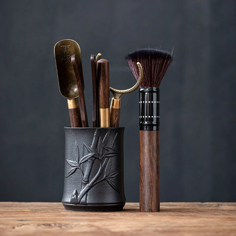 茶道六君子套装黑檀实木茶夹茶刀泡茶工具功夫茶具配件茶艺6君子