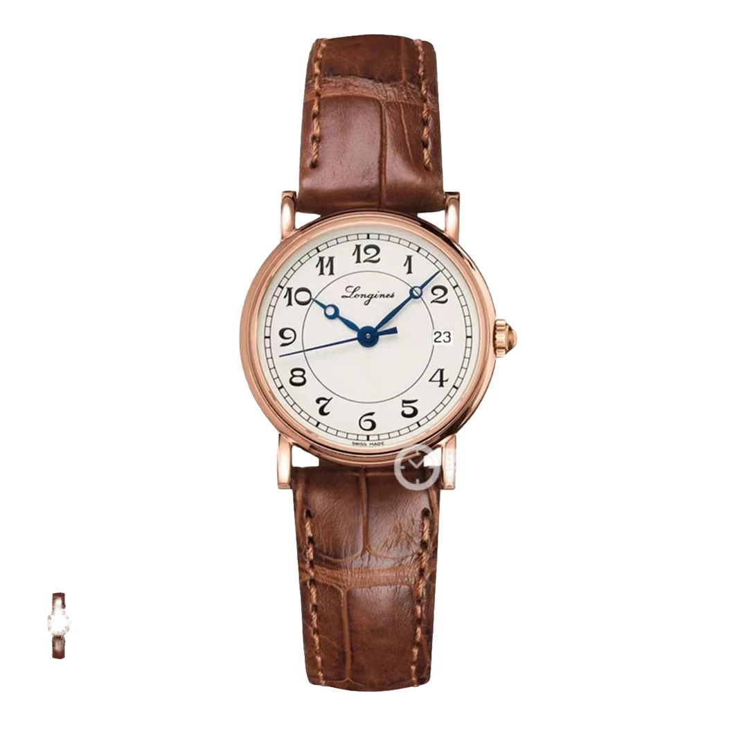 99新 Longines/浪琴 经典267玫瑰金/全套/表径27mm/女士机械腕表