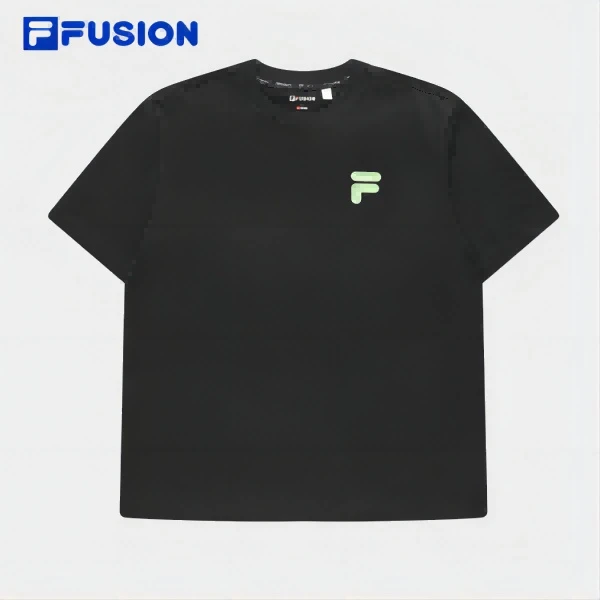 FILAFUSION斐乐情侣针织短袖衫2024年时尚纯棉宽松T恤T11U423106F