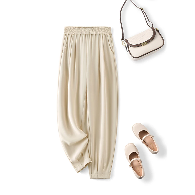 【亿品惠原创】哈伦裤女夏季薄款冰丝裤时尚垂感宽松显瘦高腰休闲裤