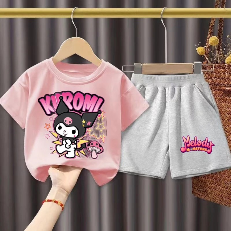 女童夏装套装2024新款夏季宝宝库洛米儿童纯棉短袖t恤短裤两件套