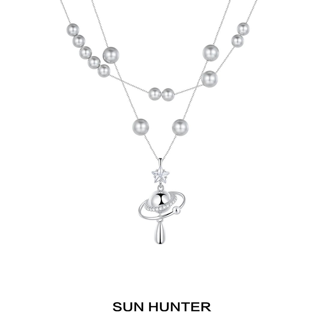 铜合金仿珍珠项链 三横SUN HUNTER原创星球珠珠项链满天星