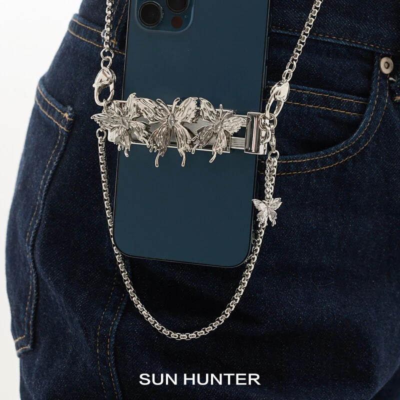 铜合金项链 三横SUN HUNTER原创液化蝴蝶手机链背夹结实可调