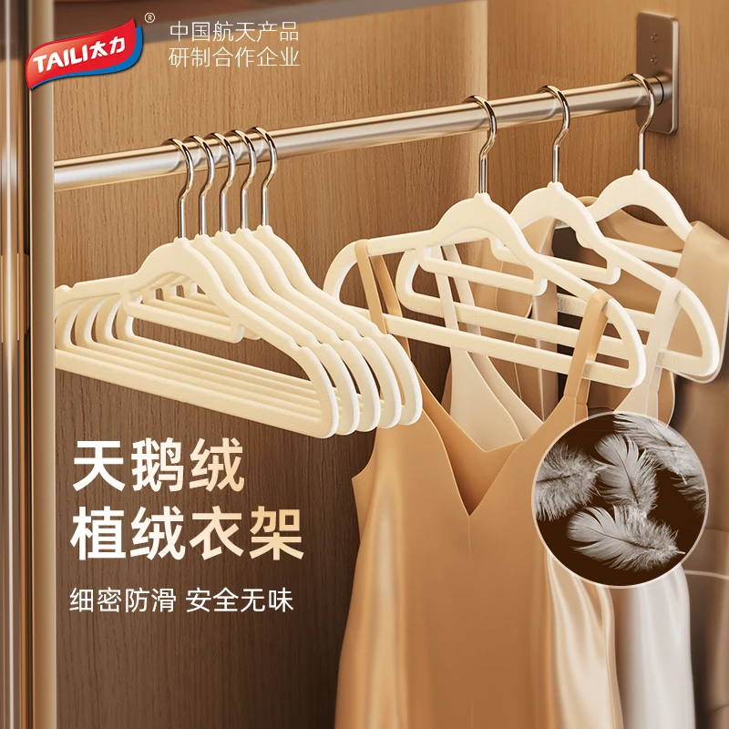 TAILI/太力植绒衣架家用挂衣薄防滑无痕整理师专用衣柜晾衣服撑子