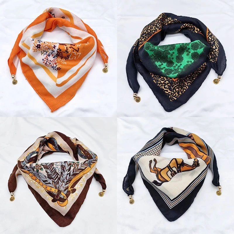 新款秋冬磁吸围巾丝巾百搭方巾小金球棉麻质感围脖保暖神器