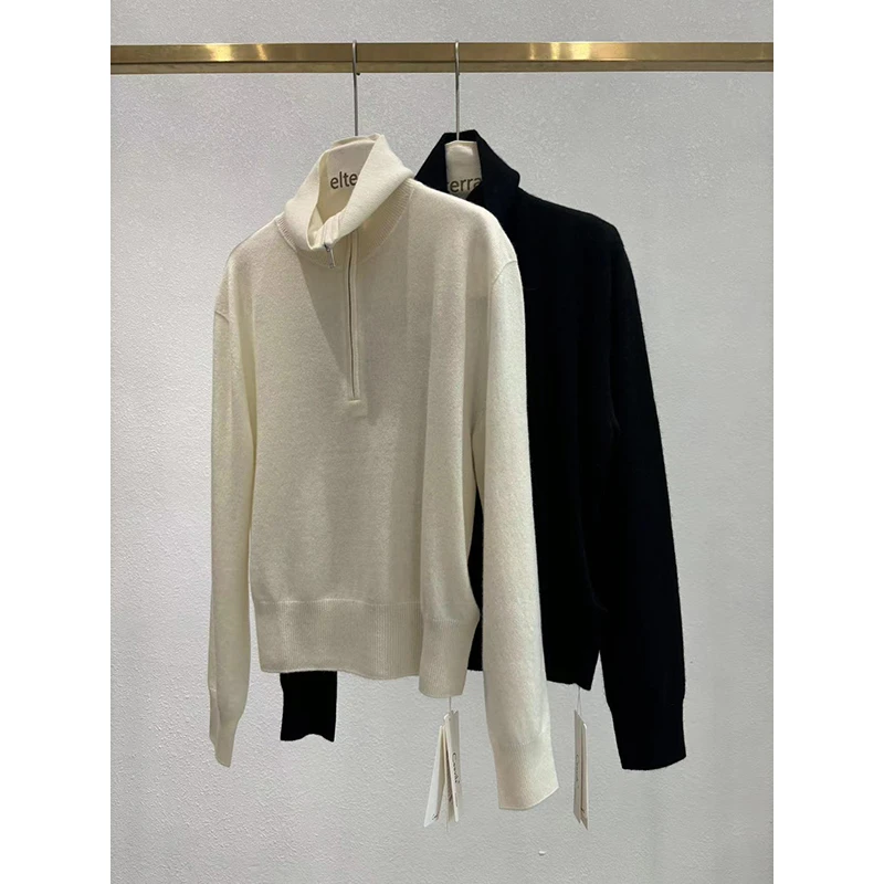 全成型拉链翻领羊绒套衫6120