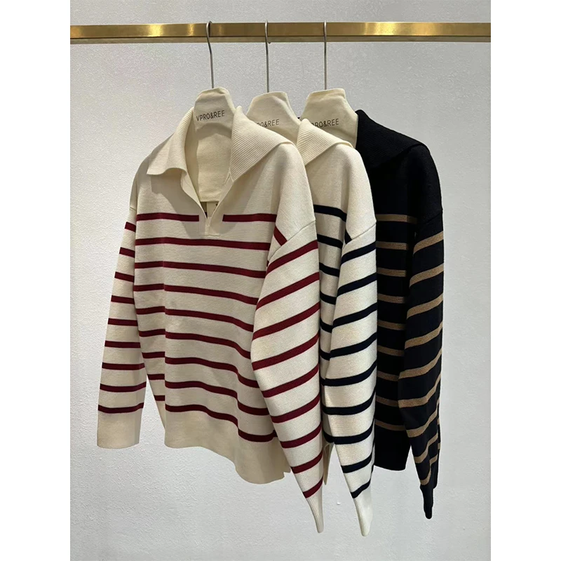 四空夹档翻领羊毛套衫6191