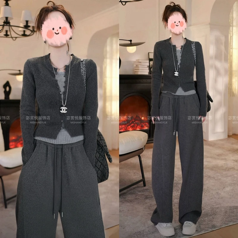 套装2024新款爆款洋气上衣裤子二件套女装百搭针织时尚休闲秋冬