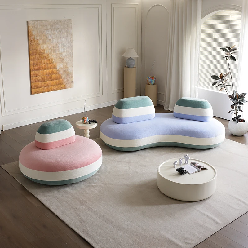 罗奇堡马卡龙沙发多巴胺奶油风异形设计师客厅美容院布艺创意个性