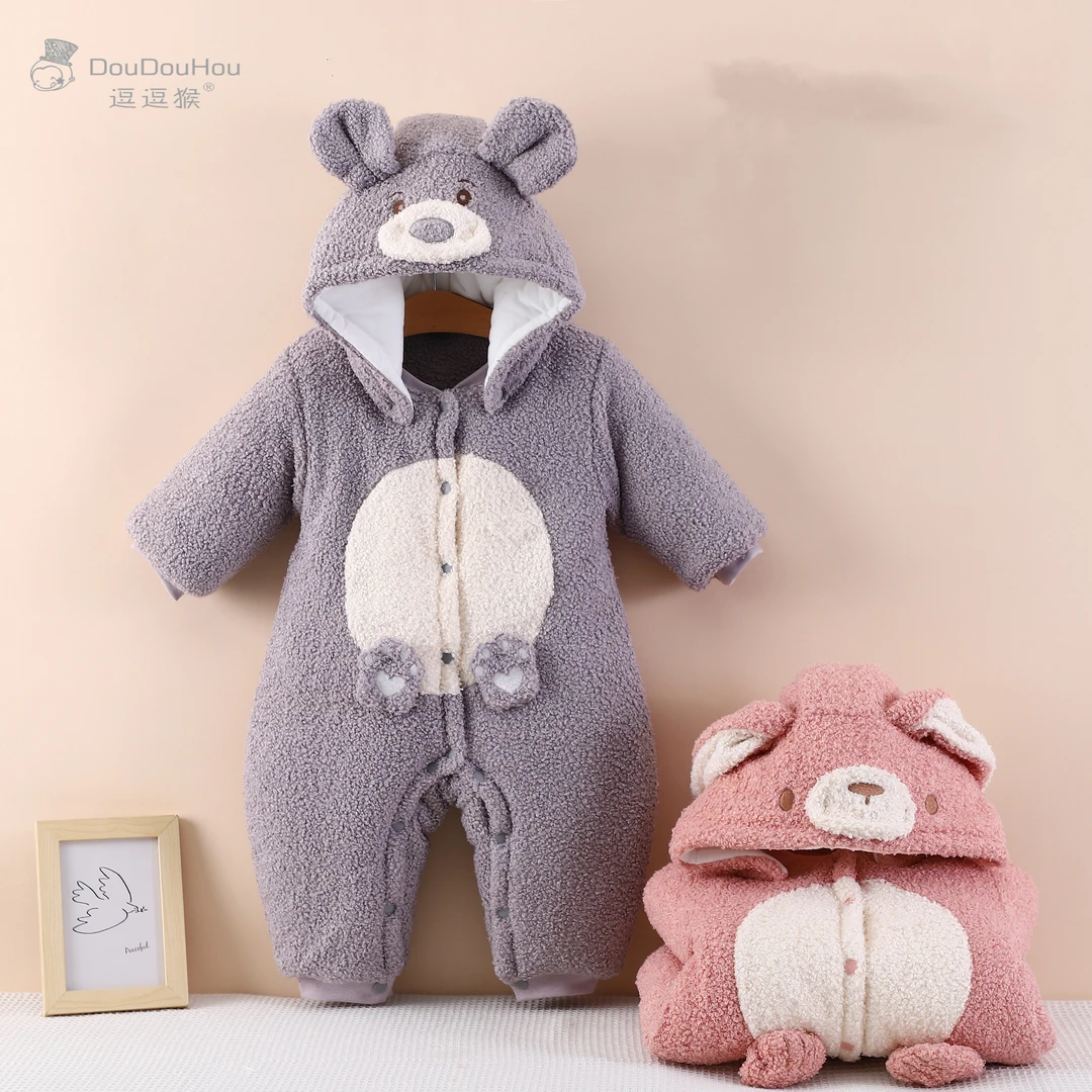 43617逗逗猴加棉连帽连体衣-毛绒熊兔