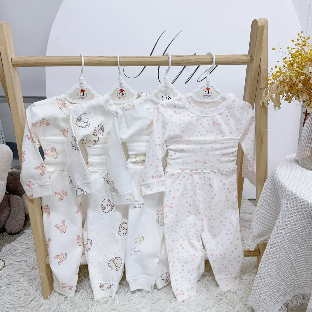 51388逗逗猴新款高腰护肚肩扣罗纹棉套装