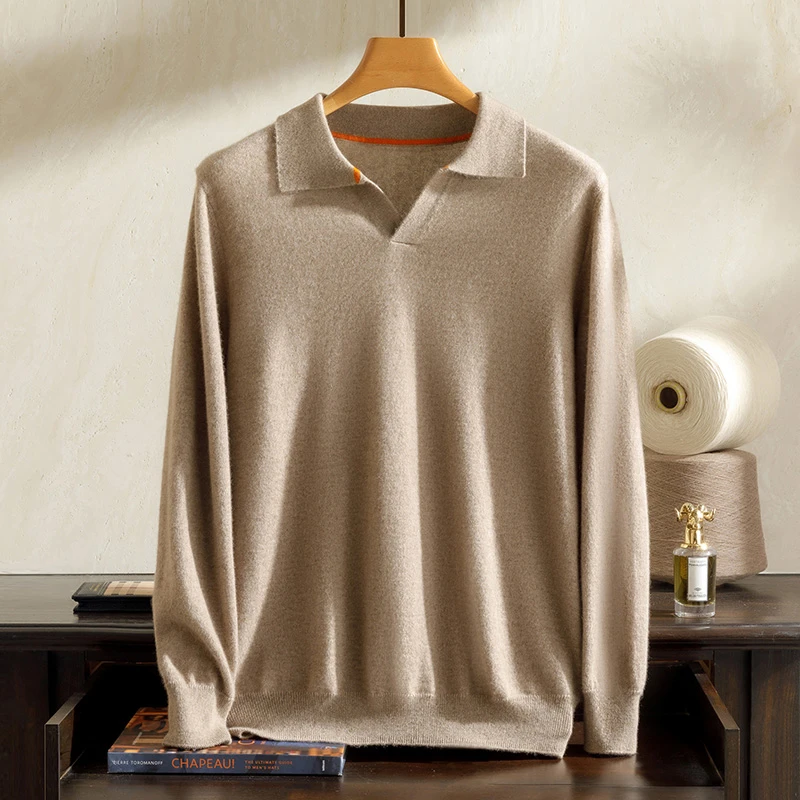 100纯山羊绒男海鸥领L同款打底针织衫毛衣L390AK048