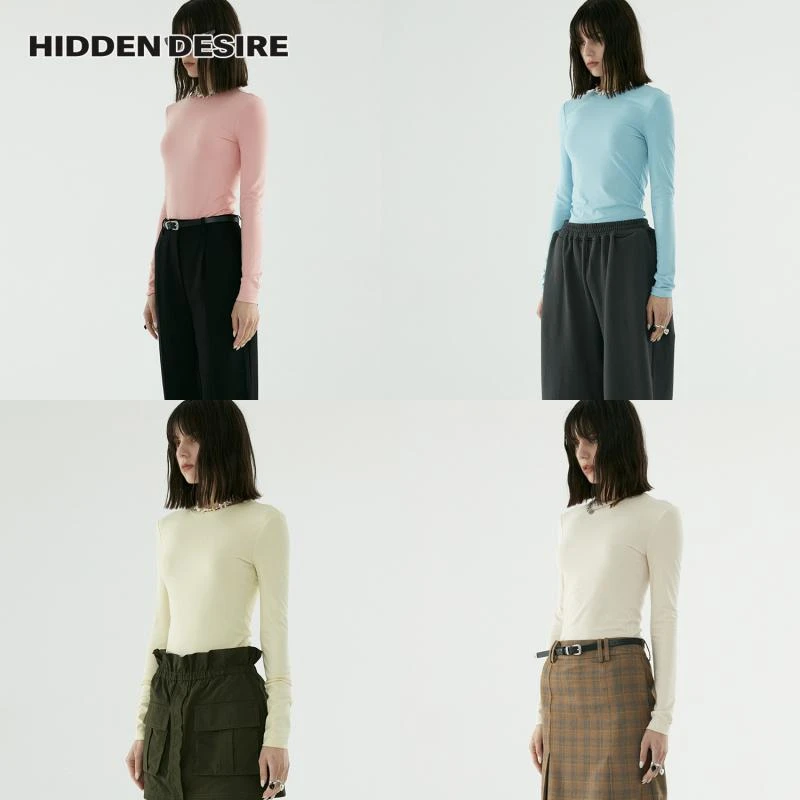 HIDDENDESIRE基础打底针织修身纯色圆领长袖上衣T恤女6224CT0141