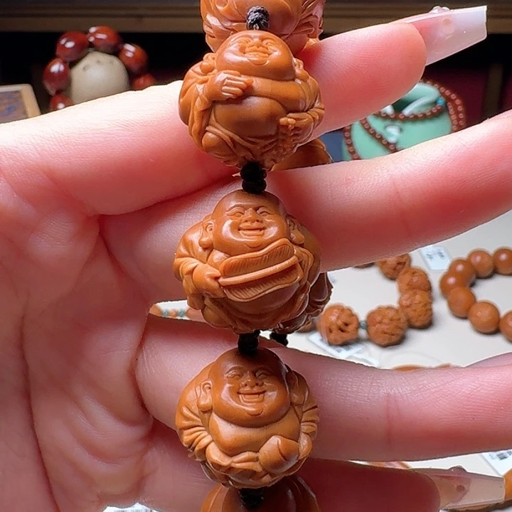 橄榄核核雕手工手串弥勒