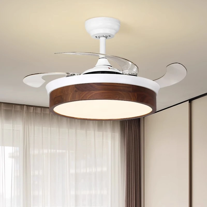风扇灯家用42寸隐形餐厅吊扇灯现代中式北美黑胡桃木卧室电扇灯