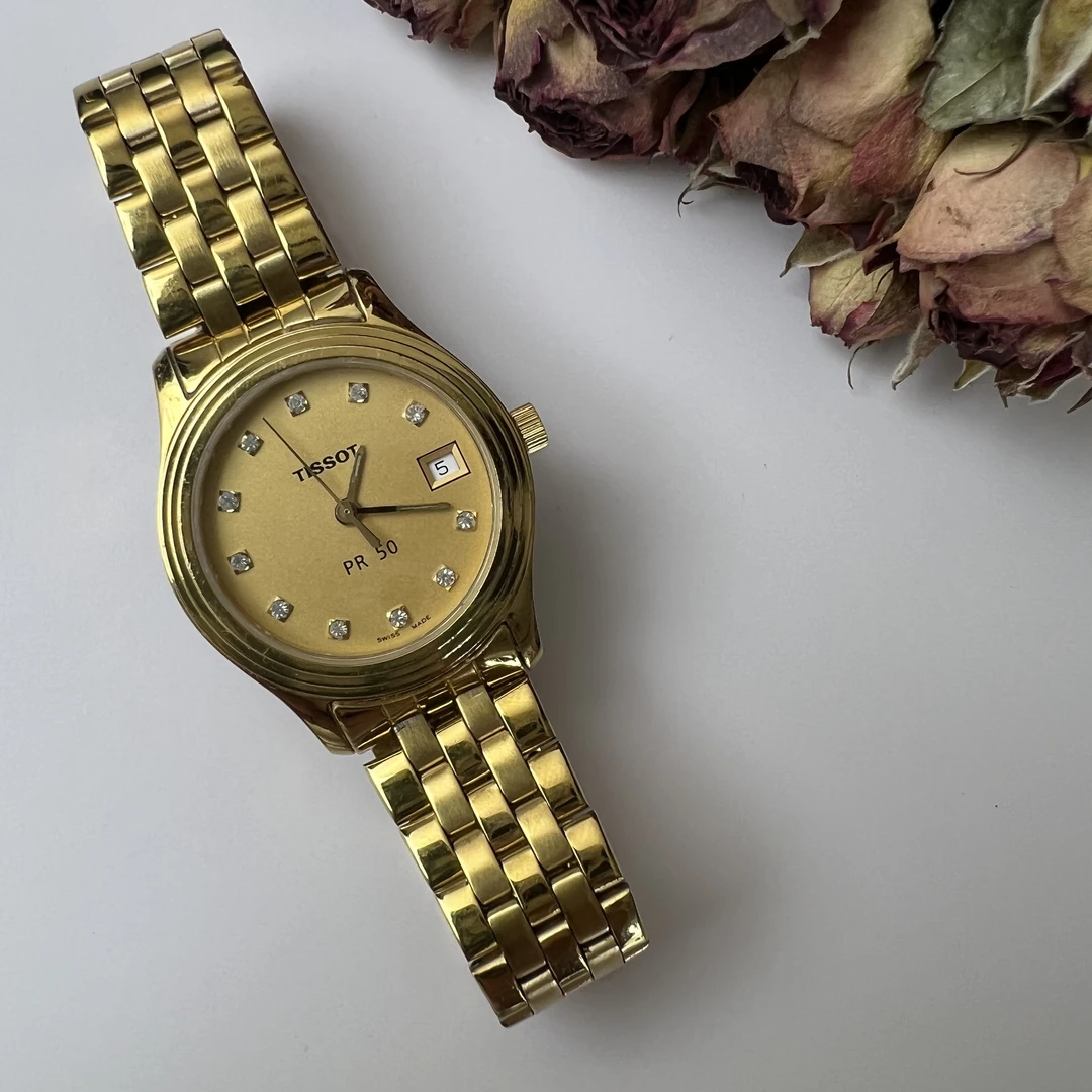 95新 Tissot/天梭 天梭镶钻 三针日历 石英全原 气质 时尚 表径27
