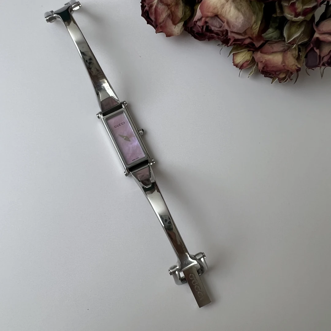 95新 GUCCI/古驰 古驰 粉色贝母 手镯款 石英全原装  时尚 表径12