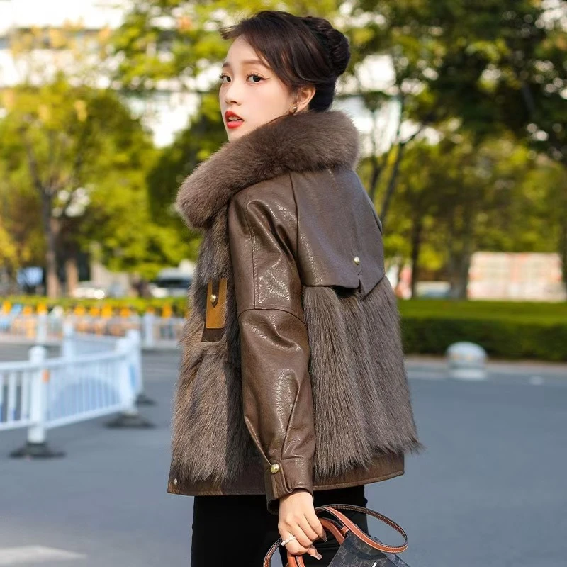 2024新款时尚女外套洋气简洁大方冬季短款女士外套狐毛