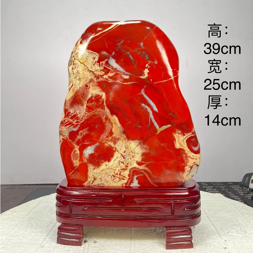 家居玄关客厅办公室中式摆件客厅大号雕刻摆件鸡血石