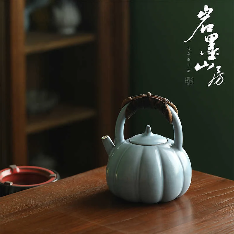 【岩墨山房】提梁壶若谷(天青) 800ml