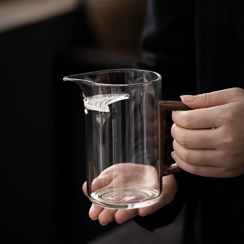 高硼硅耐高温茶水分离公道杯茶漏一体月牙家用公杯过滤茶杯泡茶壶