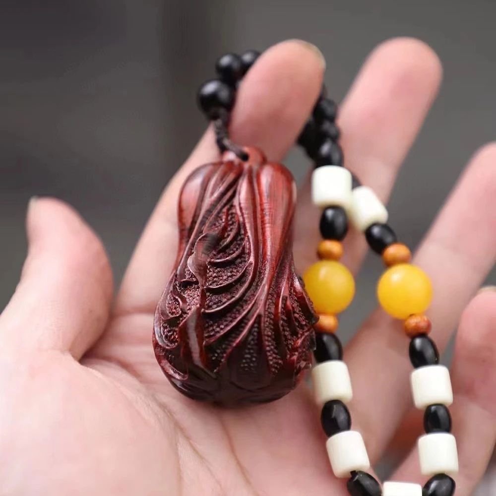 纯实木雕刻【百财】白菜手把件实木雕刻摆件装饰品文玩手把件