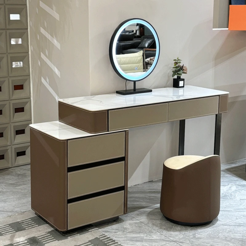 意式轻奢大小户型岩板化妆桌梳妆台收纳斗柜一体主卧室简约现代