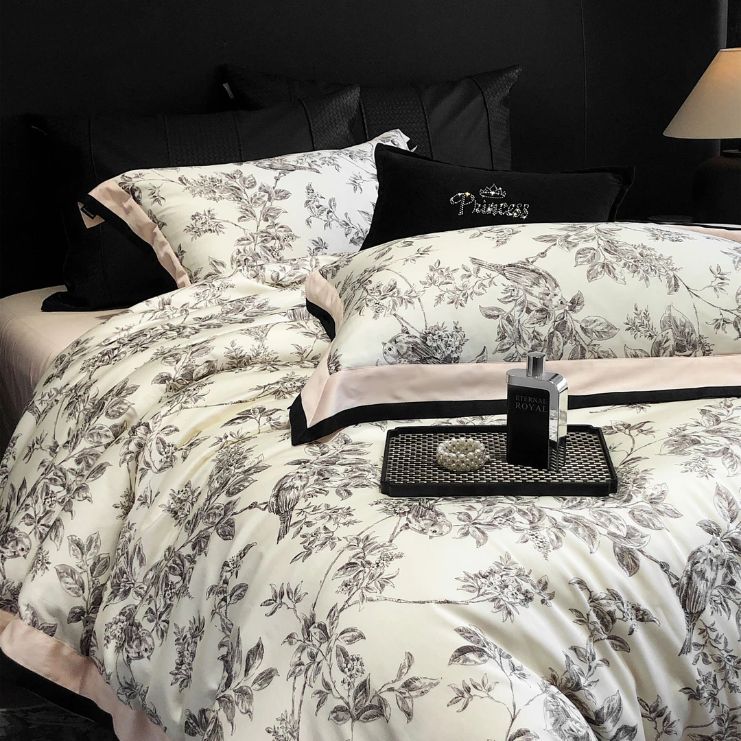 高端美式纯棉磨毛四件套100支棉全棉印花被轻奢四季用床上用品