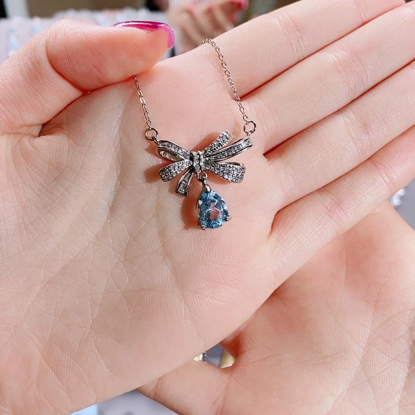 【闪购商品】托帕石颈饰银S925镶嵌小****饭